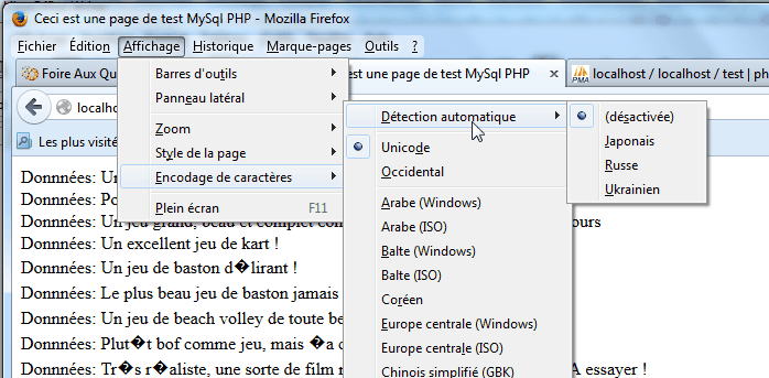 [Résolu] Affichage des caractères accentués Des caractères étranges s